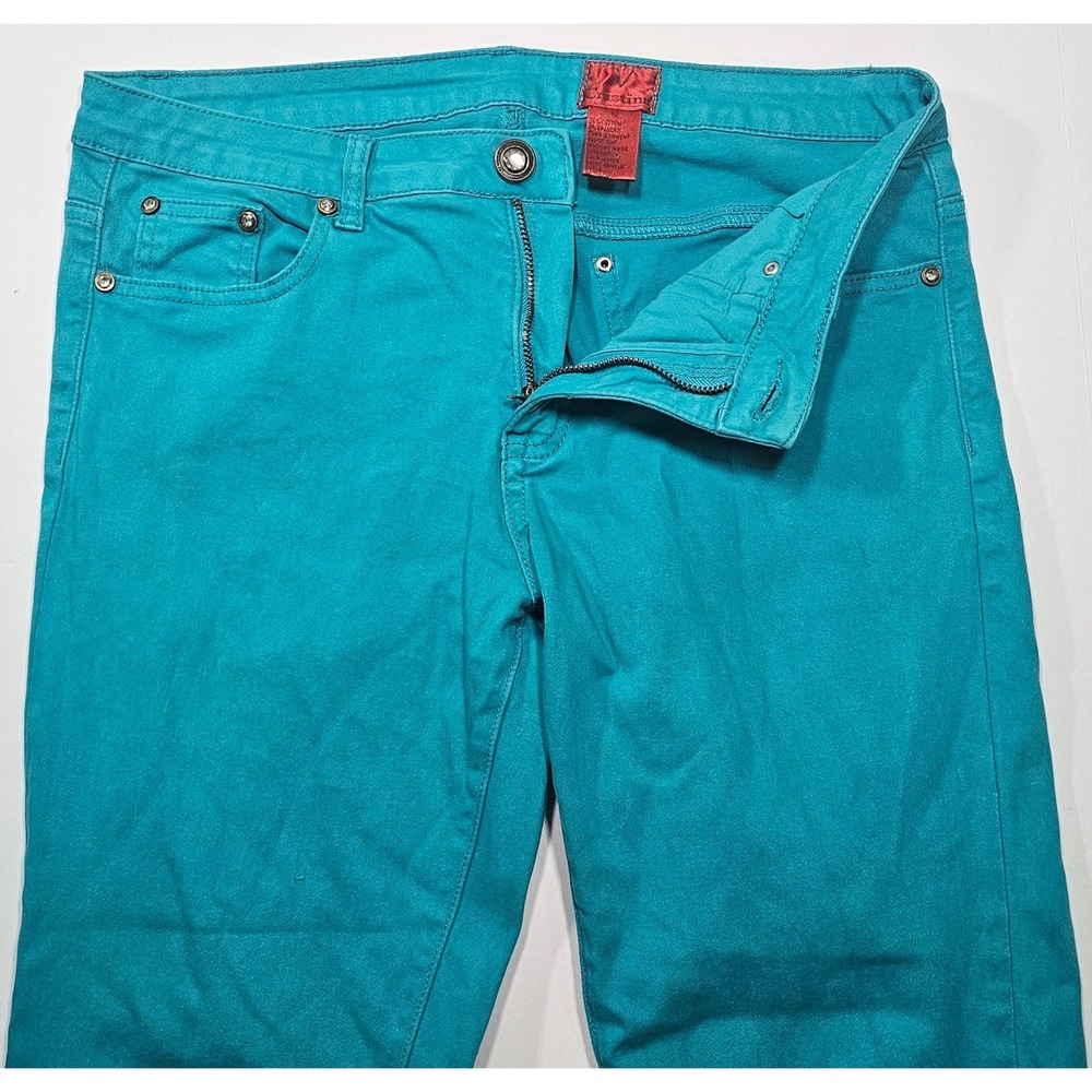 V Cristina Womens Teal Rhinestone Embellished Capri Crop Pants Size 10 Turquoise